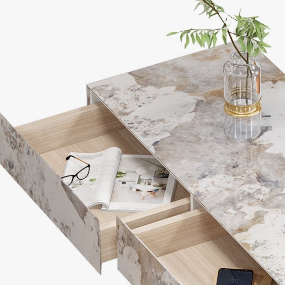 Eigentijdse bar-eettafel voor binnen, marmeren rechthoekige bartafel