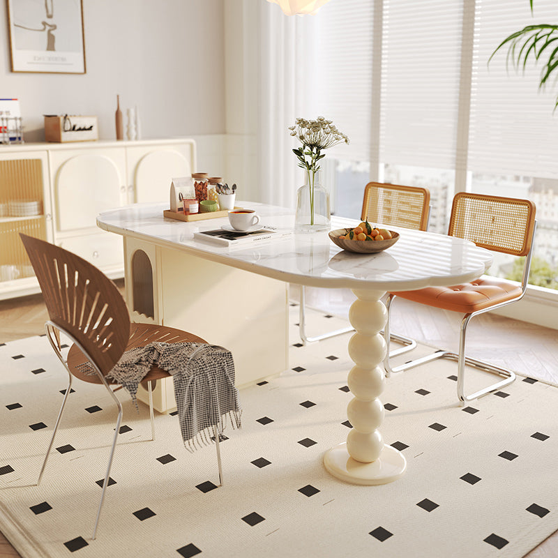 Modern Free Form Dining Table for Kitchen White Dinette Table with Storage Clearhalo 'Dining Tables & Seating' 'Dining Tables' 'dining_table' 'furn' 'furn_dining_table' 'Furniture' 'Kitchen & Dining Furniture' 7227037