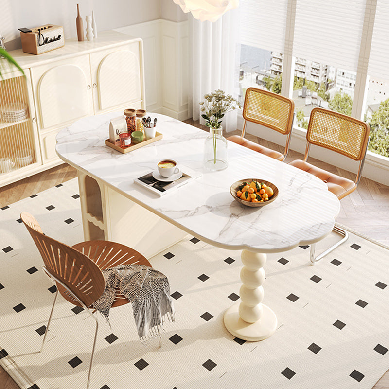 Modern Free Form Dining Table for Kitchen White Dinette Table with Storage Clearhalo 'Dining Tables & Seating' 'Dining Tables' 'dining_table' 'furn' 'furn_dining_table' 'Furniture' 'Kitchen & Dining Furniture' 7227040