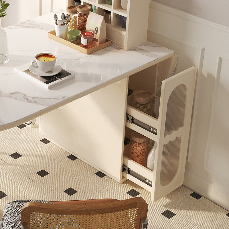 Modern Free Form Dining Table for Kitchen White Dinette Table with Storage Clearhalo 'Dining Tables & Seating' 'Dining Tables' 'dining_table' 'furn' 'furn_dining_table' 'Furniture' 'Kitchen & Dining Furniture' 7227046