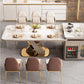 Glossy Beige Dinette Table with Metal Base Modern Dining Table for Home Clearhalo 'Dining Tables & Seating' 'Dining Tables' 'dining_table' 'furn' 'furn_dining_table' 'Furniture' 'Kitchen & Dining Furniture' 7227090
