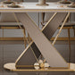 Glossy Beige Dinette Table with Metal Base Modern Dining Table for Home Clearhalo 'Dining Tables & Seating' 'Dining Tables' 'dining_table' 'furn' 'furn_dining_table' 'Furniture' 'Kitchen & Dining Furniture' 7227092