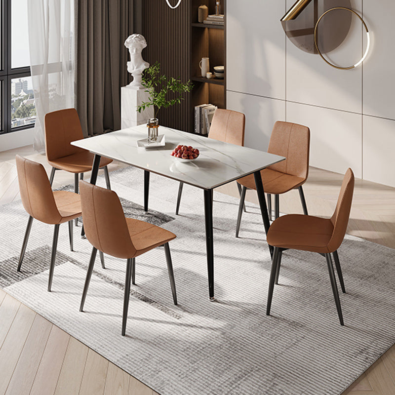 Modern Rectangle Dining Table for Home White Dinette Table with 4 Legs Clearhalo 'Dining Tables & Seating' 'Dining Tables' 'dining_table' 'furn' 'furn_dining_table' 'Furniture' 'Kitchen & Dining Furniture' 7227114