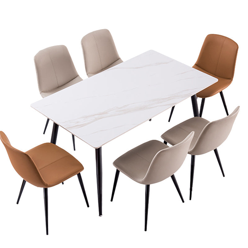 Modern Rectangle Dining Table for Home White Dinette Table with 4 Legs Clearhalo 'Dining Tables & Seating' 'Dining Tables' 'dining_table' 'furn' 'furn_dining_table' 'Furniture' 'Kitchen & Dining Furniture' 7227119