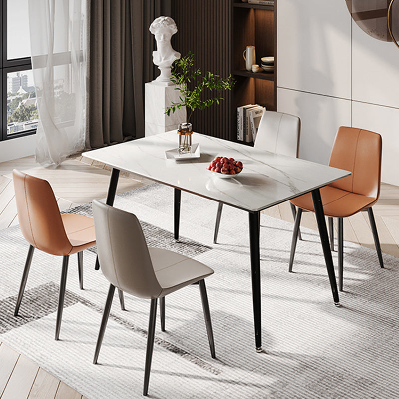 Modern Rectangle Dining Table for Home White Dinette Table with 4 Legs Clearhalo 'Dining Tables & Seating' 'Dining Tables' 'dining_table' 'furn' 'furn_dining_table' 'Furniture' 'Kitchen & Dining Furniture' 7227120