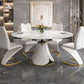 Glossy White Stone Dinette Table with Pedestal Modern Dining Table for Home Clearhalo 'Dining Tables & Seating' 'Dining Tables' 'dining_table' 'furn' 'furn_dining_table' 'Furniture' 'Kitchen & Dining Furniture' 7227124