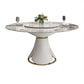 Glossy White Stone Dinette Table with Pedestal Modern Dining Table for Home Clearhalo 'Dining Tables & Seating' 'Dining Tables' 'dining_table' 'furn' 'furn_dining_table' 'Furniture' 'Kitchen & Dining Furniture' 7227127