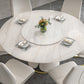 Glossy White Stone Dinette Table with Pedestal Modern Dining Table for Home Clearhalo 'Dining Tables & Seating' 'Dining Tables' 'dining_table' 'furn' 'furn_dining_table' 'Furniture' 'Kitchen & Dining Furniture' 7227128