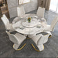 Glossy White Stone Dinette Table with Pedestal Modern Dining Table for Home Clearhalo 'Dining Tables & Seating' 'Dining Tables' 'dining_table' 'furn' 'furn_dining_table' 'Furniture' 'Kitchen & Dining Furniture' 7227132