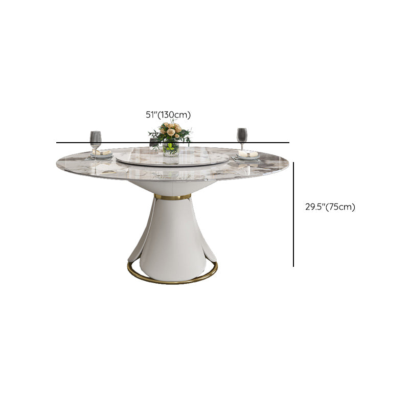 Glossy White Stone Dinette Table with Pedestal Modern Dining Table for Home Clearhalo 'Dining Tables & Seating' 'Dining Tables' 'dining_table' 'furn' 'furn_dining_table' 'Furniture' 'Kitchen & Dining Furniture' 7227137