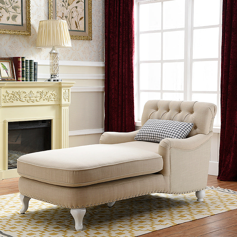Traditional Two Arm Chaise Round Arms Accent Chair for Living Room