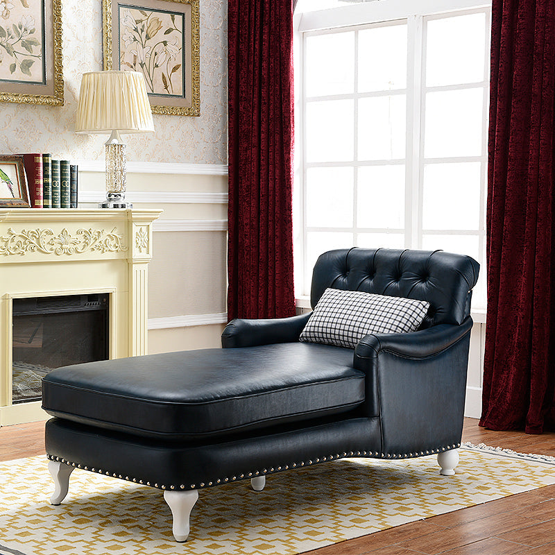 Traditional Two Arm Chaise Round Arms Accent Chair for Living Room