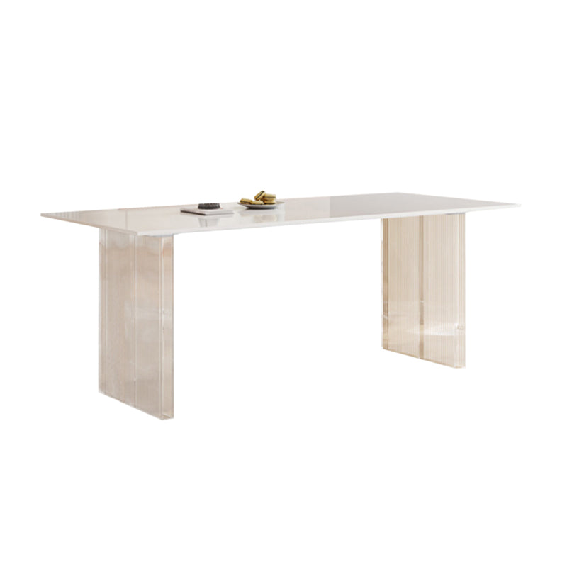 Modern Dining Table Set 1/5/6 Rectangle Stone Dinette Set with Microfiber Leather Chairs