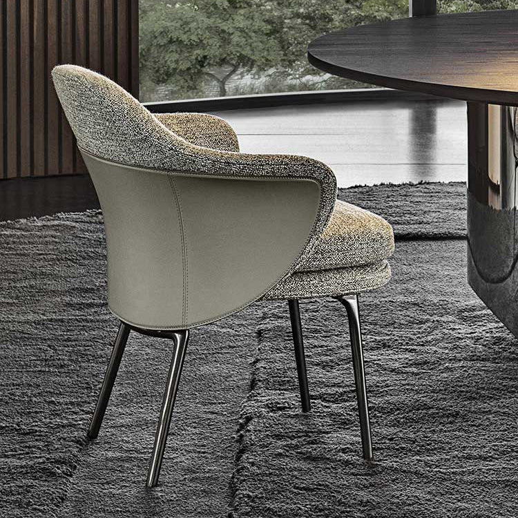 Fabric Arm Chair Nordic Style Parsons Dining Chairs with Black Legs