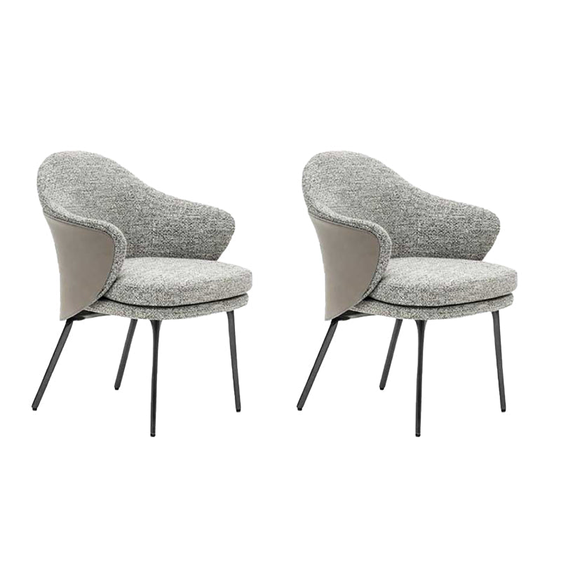 Fabric Arm Chair Nordic Style Parsons Dining Chairs with Black Legs