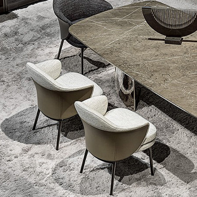 Fabric Arm Chair Nordic Style Parsons Dining Chairs with Black Legs