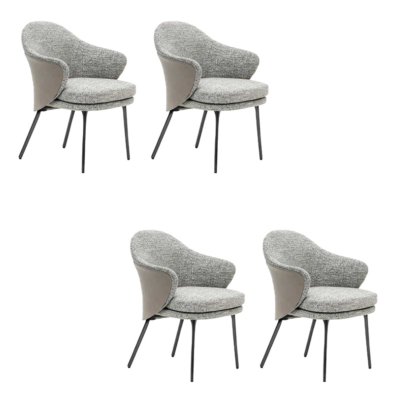 Fabric Arm Chair Nordic Style Parsons Dining Chairs with Black Legs
