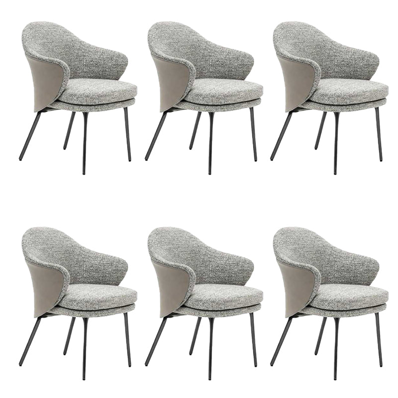 Fabric Arm Chair Nordic Style Parsons Dining Chairs with Black Legs
