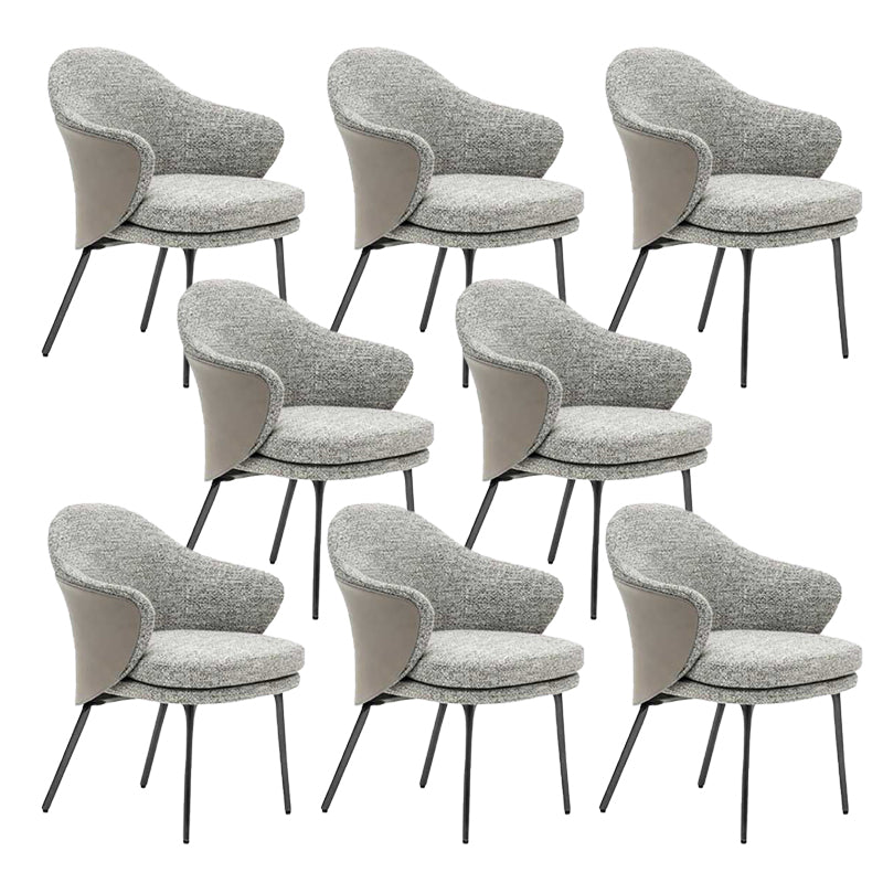 Fabric Arm Chair Nordic Style Parsons Dining Chairs with Black Legs