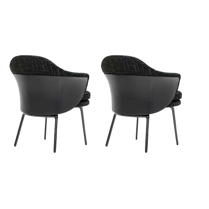 Fabric Arm Chair Nordic Style Parsons Dining Chairs with Black Legs