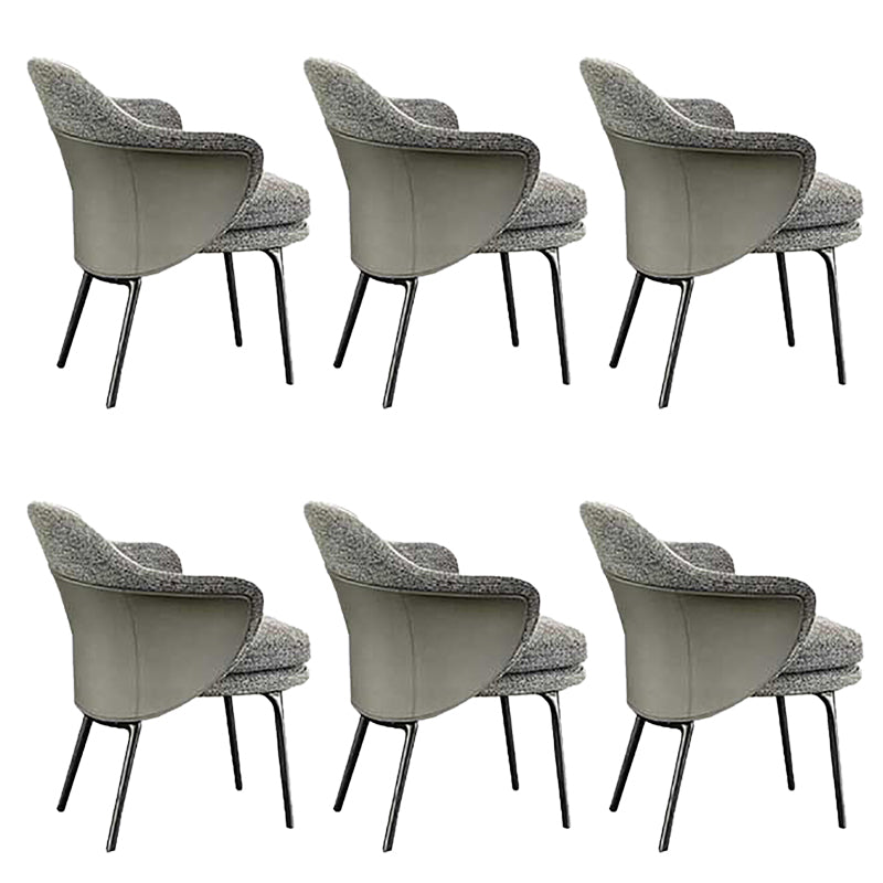 Fabric Arm Chair Nordic Style Parsons Dining Chairs with Black Legs