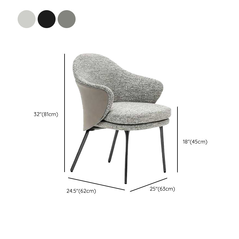 Fabric Arm Chair Nordic Style Parsons Dining Chairs with Black Legs