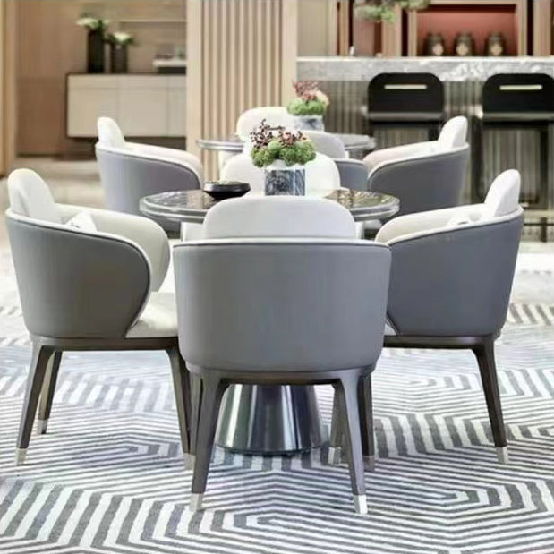 Silla de brazo de cuero de imitación sillas de estilo nórdico parsons con piernas negras