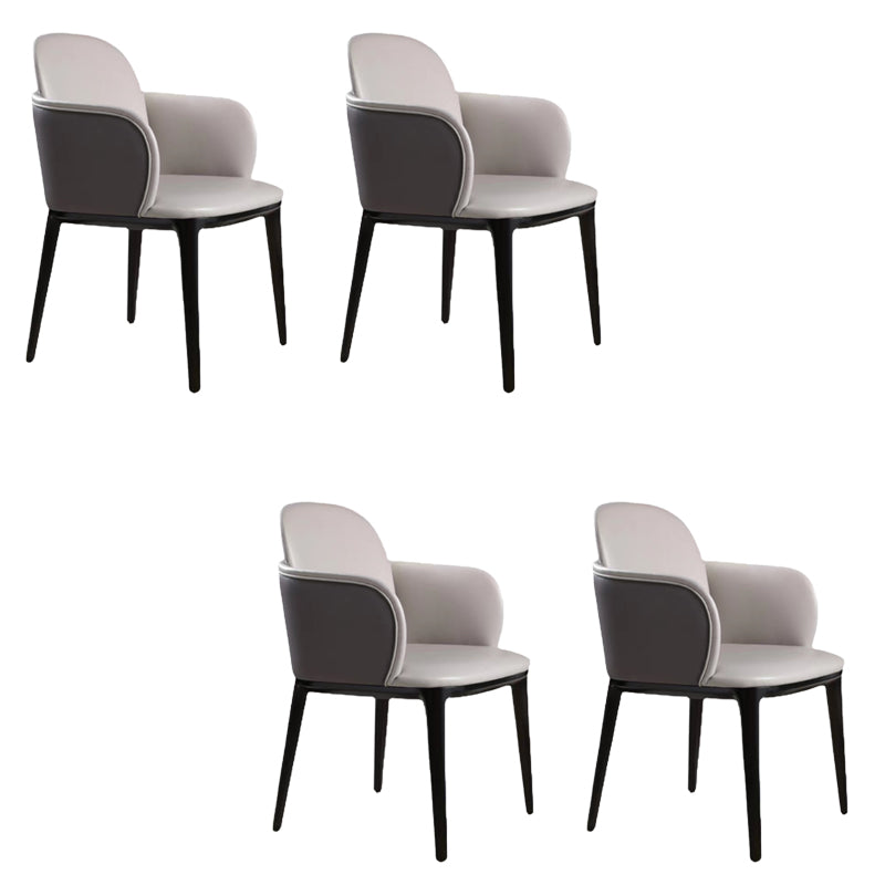 Silla de brazo de cuero de imitación sillas de estilo nórdico parsons con piernas negras