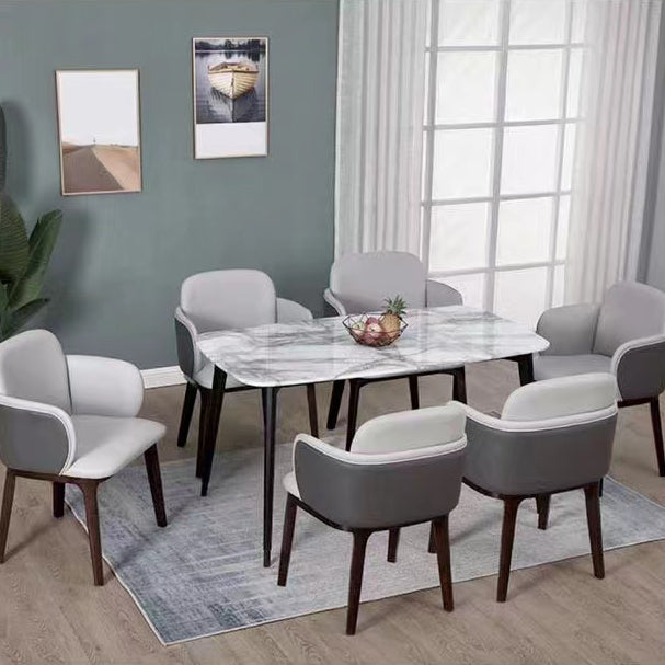 Silla de brazo de cuero de imitación sillas de estilo nórdico parsons con piernas negras