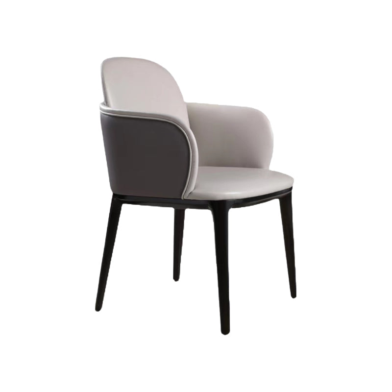 Silla de brazo de cuero de imitación sillas de estilo nórdico parsons con piernas negras