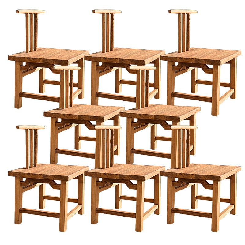 Dining Room Footrest Dining Chair Home Solid Wood Dining Chair Light Brown 8 Piece Set Clearhalo 'Dining Chairs' 'Dining Tables & Seating' 'dining_chair' 'furn' 'furn_dining_chair' 'Furniture' 'Kitchen & Dining Furniture' 7229995