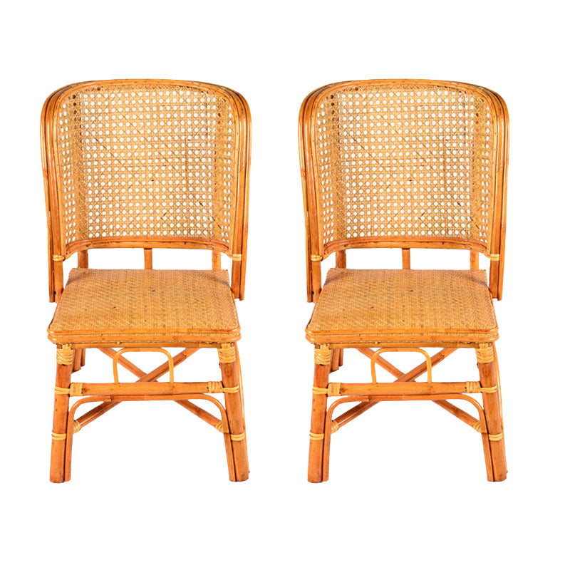 Contemporary Armless Wicker Chair Home Cane Back Dining Chair Yellow 2 Piece Set Clearhalo 'Dining Chairs' 'Dining Tables & Seating' 'dining_chair' 'furn' 'furn_dining_chair' 'Furniture' 'Kitchen & Dining Furniture' 7230018