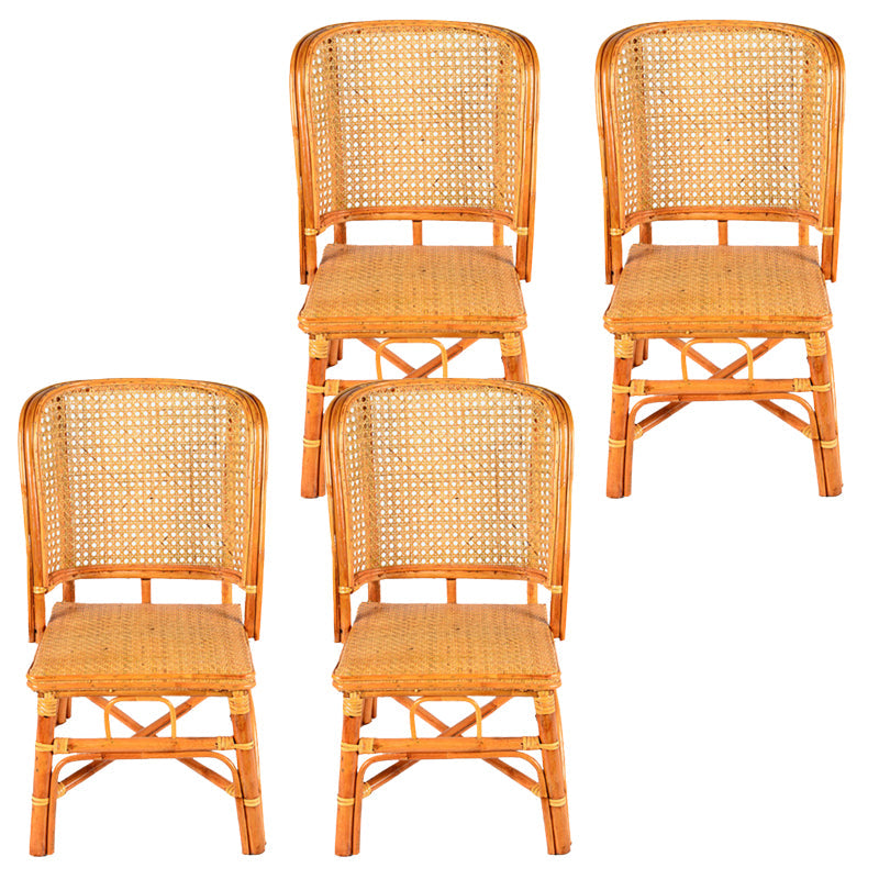 Contemporary Armless Wicker Chair Home Cane Back Dining Chair Yellow 4 Piece Set Clearhalo 'Dining Chairs' 'Dining Tables & Seating' 'dining_chair' 'furn' 'furn_dining_chair' 'Furniture' 'Kitchen & Dining Furniture' 7230021