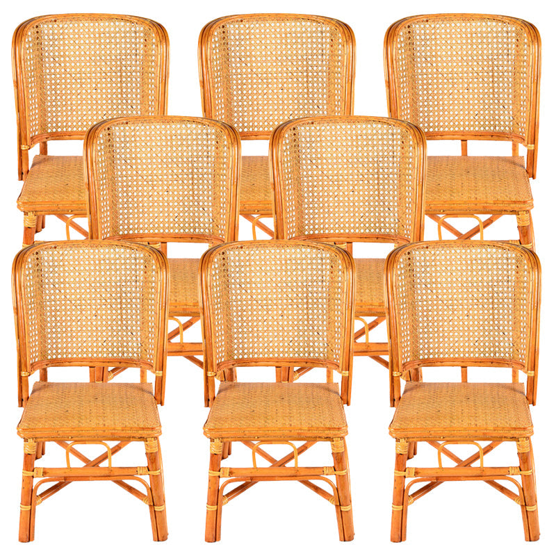 Contemporary Armless Wicker Chair Home Cane Back Dining Chair Yellow 8 Piece Set Clearhalo 'Dining Chairs' 'Dining Tables & Seating' 'dining_chair' 'furn' 'furn_dining_chair' 'Furniture' 'Kitchen & Dining Furniture' 7230025
