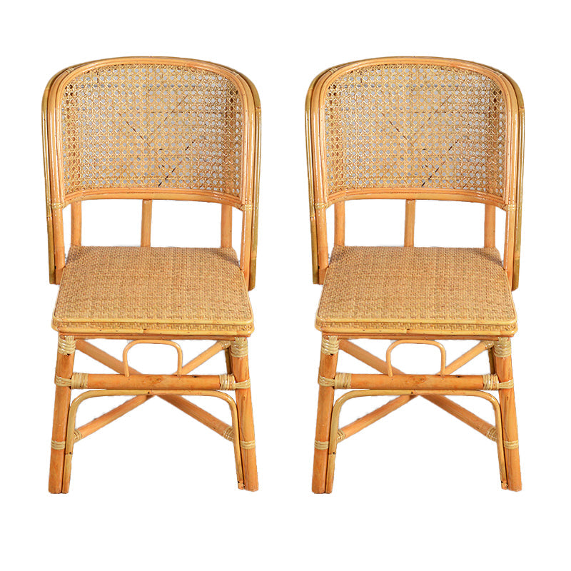Contemporary Armless Wicker Chair Home Cane Back Dining Chair Beige 2 Piece Set Clearhalo 'Dining Chairs' 'Dining Tables & Seating' 'dining_chair' 'furn' 'furn_dining_chair' 'Furniture' 'Kitchen & Dining Furniture' 7230029
