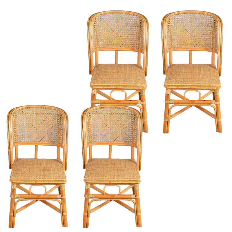 Contemporary Armless Wicker Chair Home Cane Back Dining Chair Beige 4 Piece Set Clearhalo 'Dining Chairs' 'Dining Tables & Seating' 'dining_chair' 'furn' 'furn_dining_chair' 'Furniture' 'Kitchen & Dining Furniture' 7230031