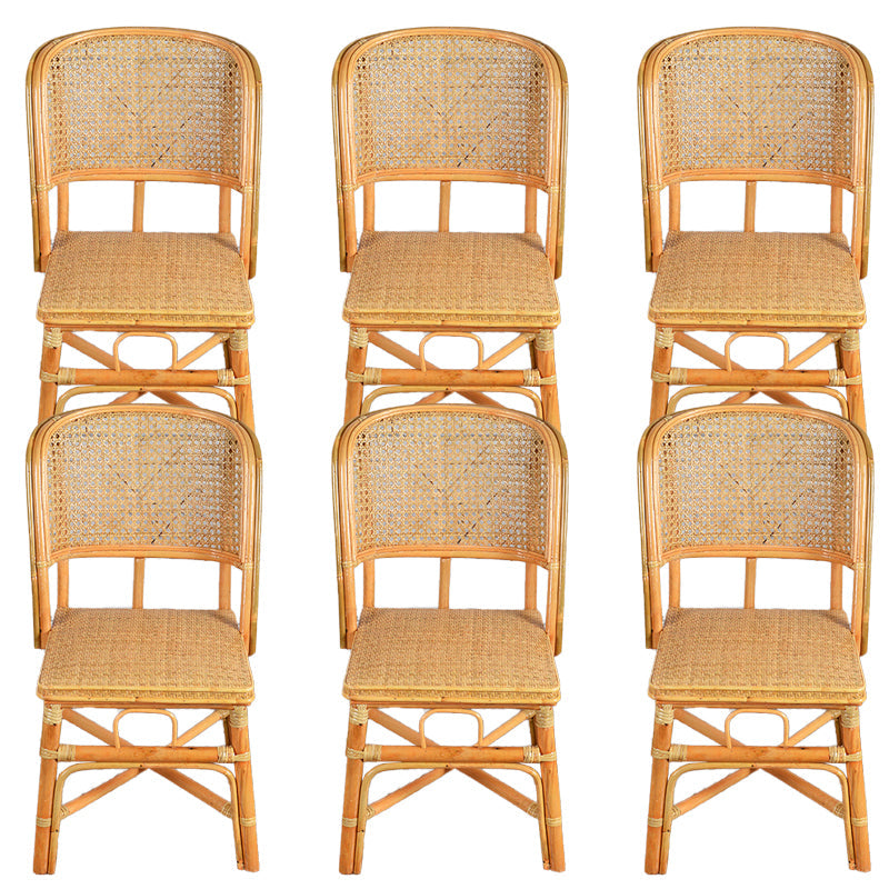 Contemporary Armless Wicker Chair Home Cane Back Dining Chair Beige 6 Piece Set Clearhalo 'Dining Chairs' 'Dining Tables & Seating' 'dining_chair' 'furn' 'furn_dining_chair' 'Furniture' 'Kitchen & Dining Furniture' 7230032