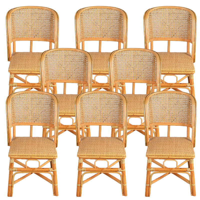 Contemporary Armless Wicker Chair Home Cane Back Dining Chair Beige 8 Piece Set Clearhalo 'Dining Chairs' 'Dining Tables & Seating' 'dining_chair' 'furn' 'furn_dining_chair' 'Furniture' 'Kitchen & Dining Furniture' 7230034