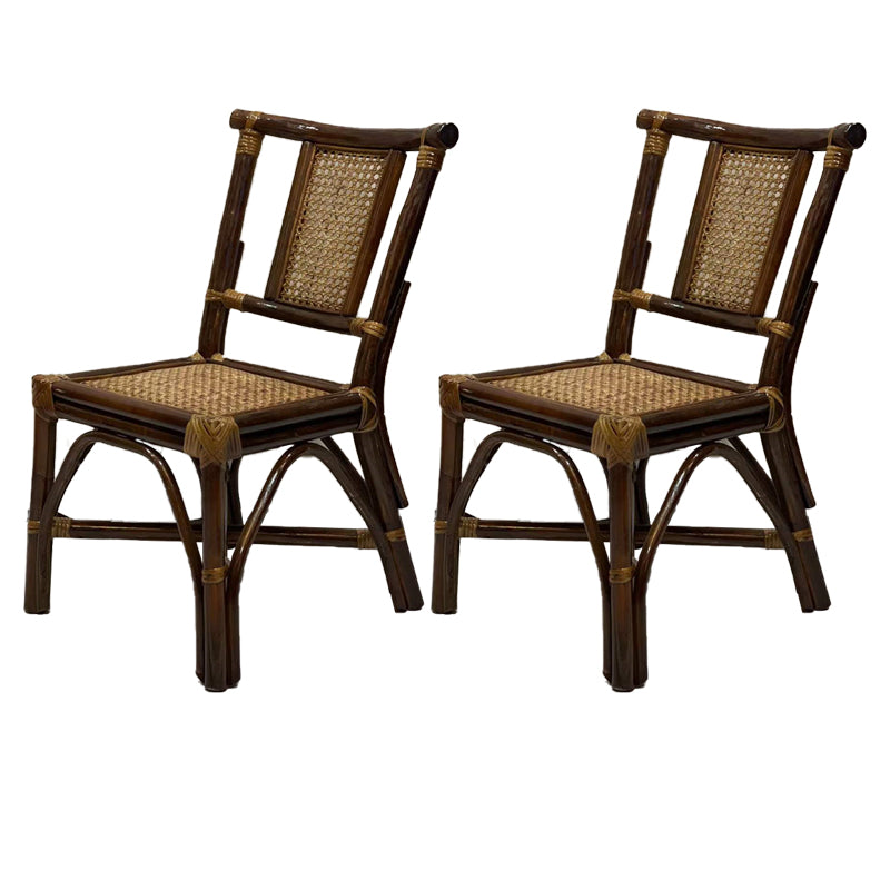 Contemporary Armless Wicker Chair Home Cane Back Dining Chair 2 Piece Set Clearhalo 'Dining Chairs' 'Dining Tables & Seating' 'dining_chair' 'furn' 'furn_dining_chair' 'Furniture' 'Kitchen & Dining Furniture' 7230041