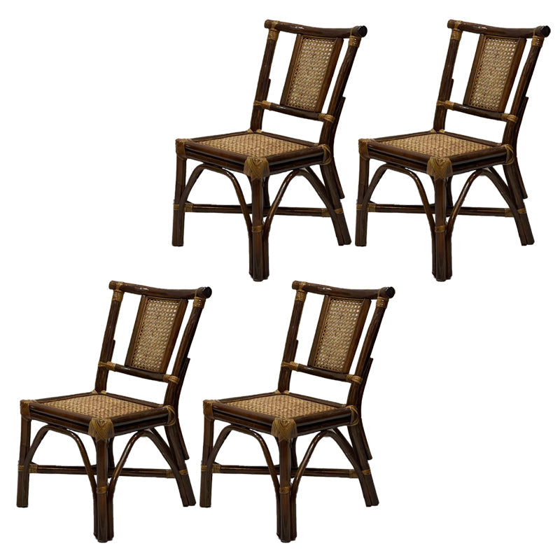 Contemporary Armless Wicker Chair Home Cane Back Dining Chair 4 Piece Set Clearhalo 'Dining Chairs' 'Dining Tables & Seating' 'dining_chair' 'furn' 'furn_dining_chair' 'Furniture' 'Kitchen & Dining Furniture' 7230042
