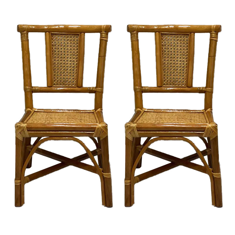 Contemporary Armless Wicker Chair Home Cane Back Dining Chair 2 Piece Set Clearhalo 'Dining Chairs' 'Dining Tables & Seating' 'dining_chair' 'furn' 'furn_dining_chair' 'Furniture' 'Kitchen & Dining Furniture' 7230046