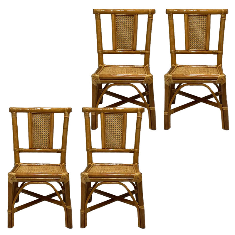 Contemporary Armless Wicker Chair Home Cane Back Dining Chair 4 Piece Set Clearhalo 'Dining Chairs' 'Dining Tables & Seating' 'dining_chair' 'furn' 'furn_dining_chair' 'Furniture' 'Kitchen & Dining Furniture' 7230047