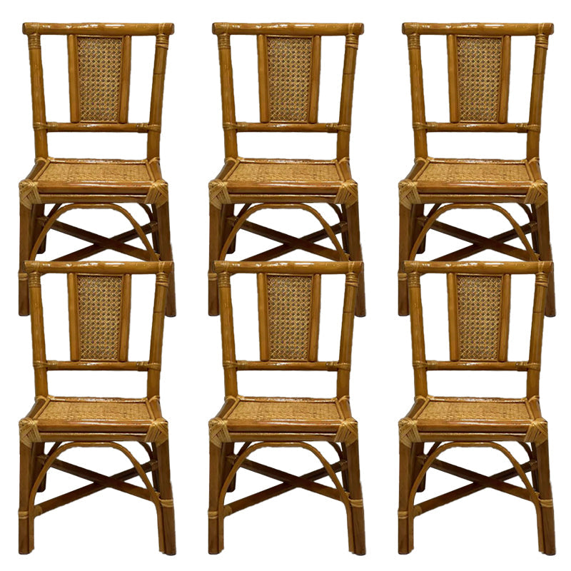 Contemporary Armless Wicker Chair Home Cane Back Dining Chair 6 Piece Set Clearhalo 'Dining Chairs' 'Dining Tables & Seating' 'dining_chair' 'furn' 'furn_dining_chair' 'Furniture' 'Kitchen & Dining Furniture' 7230048