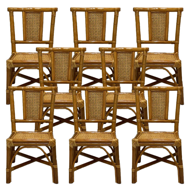 Contemporary Armless Wicker Chair Home Cane Back Dining Chair 8 Piece Set Clearhalo 'Dining Chairs' 'Dining Tables & Seating' 'dining_chair' 'furn' 'furn_dining_chair' 'Furniture' 'Kitchen & Dining Furniture' 7230049