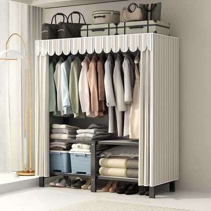 Freestanding Metal Frame Wardrobe Foldable Wardrobe with Garment Rod