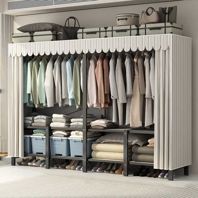 Freestanding Metal Frame Wardrobe Foldable Wardrobe with Garment Rod