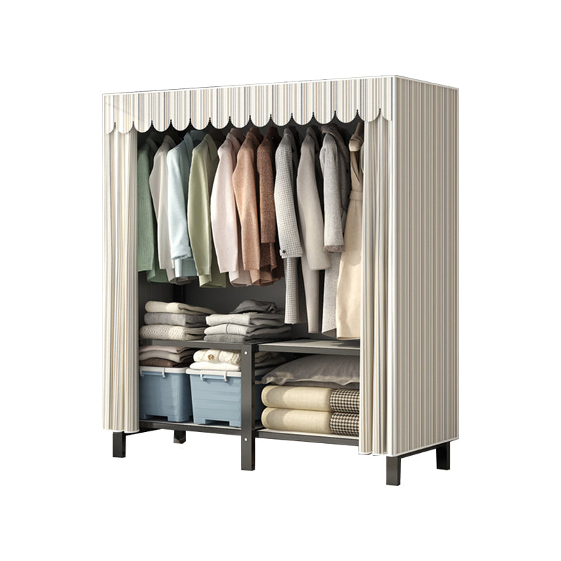 Freestanding Metal Frame Wardrobe Foldable Wardrobe with Garment Rod