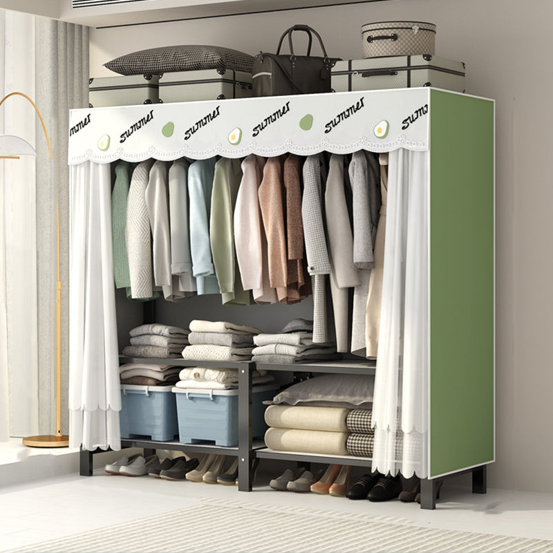Freestanding Metal Frame Wardrobe Foldable Wardrobe with Garment Rod