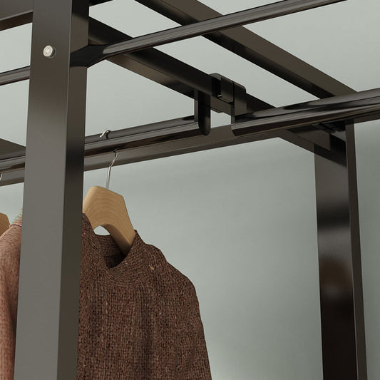 Armario de marco de metal independiente Armario plegable con varilla de prenda