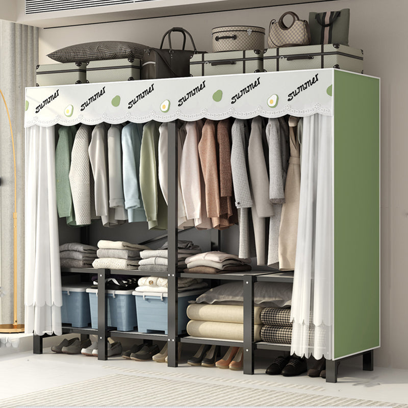 Freestanding Metal Frame Wardrobe Foldable Wardrobe with Garment Rod